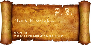 Plank Nikoletta névjegykártya